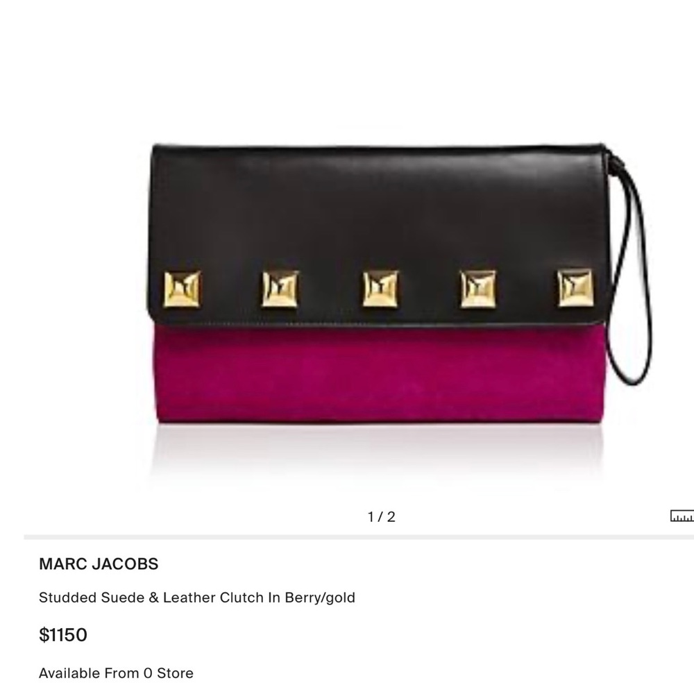 MARC JACOBS Studded Suede & Leather Clutch - Picture 2 of 6